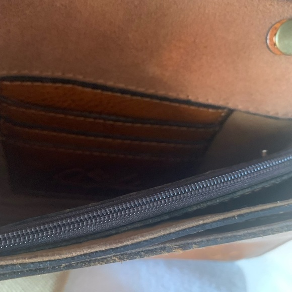 Patricia Nash Torri Crossbody Bag Greek Gold Embossed Floral Tooled Leather - Picture 8 of 16